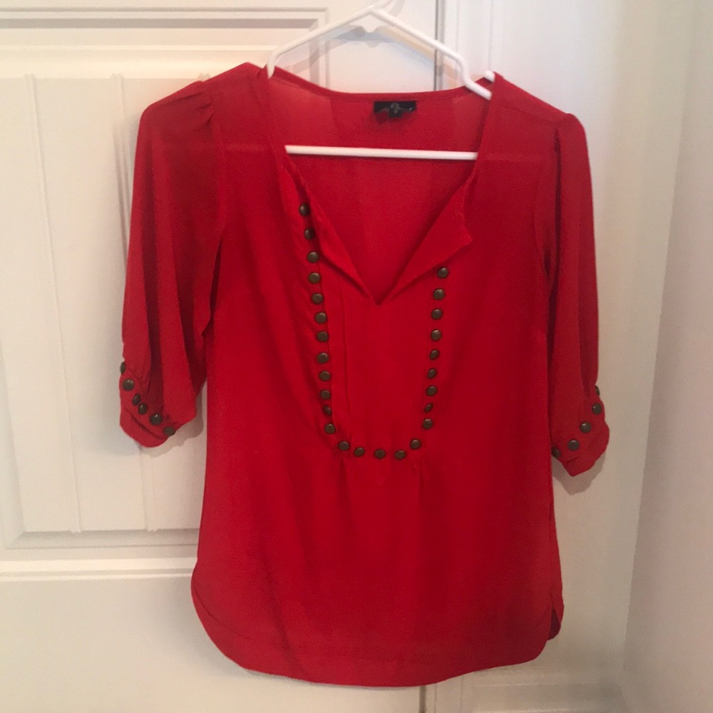 Red studded blouse